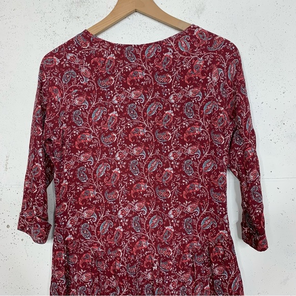 Garnet Hill Paisley Print Floral Longe Sleeve Dress Size 4 - Picture 6 of 11